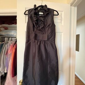 ALFRED SUNG Black Ruffle-Neck Sleeveless Midi Dress